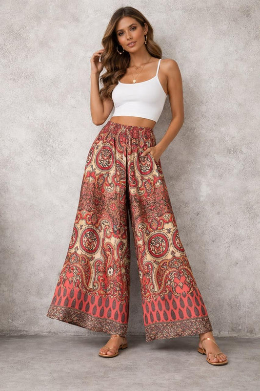 Printed viscose trousers