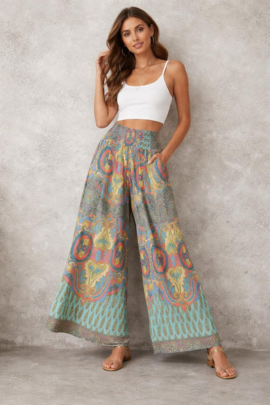 Printed viscose trousers