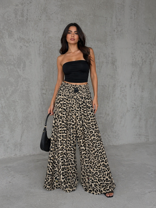 Floral print trousers with elastic waist
