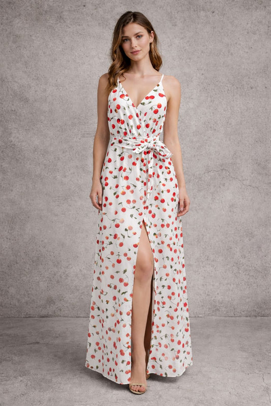 Sleeveless maxi dress with a front slit