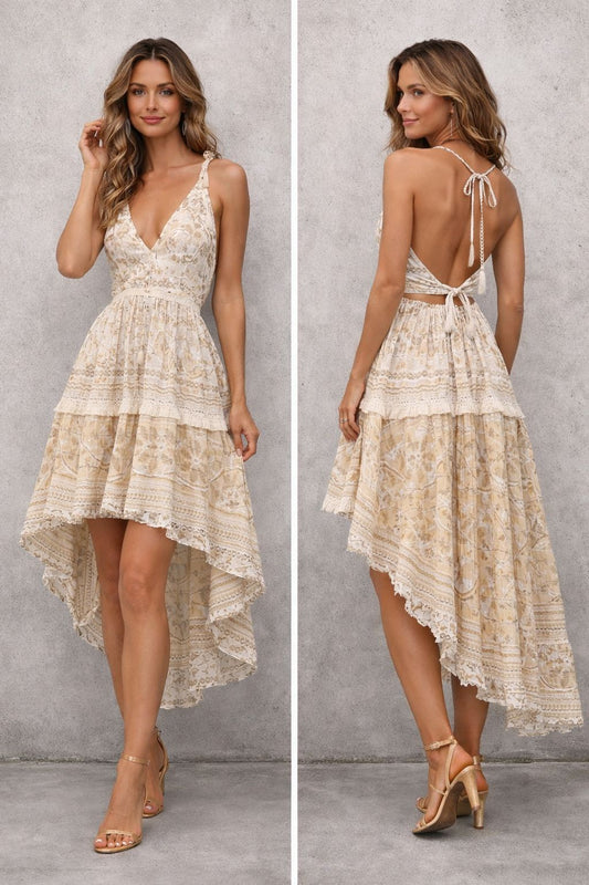 Sleeveless bohemian dress