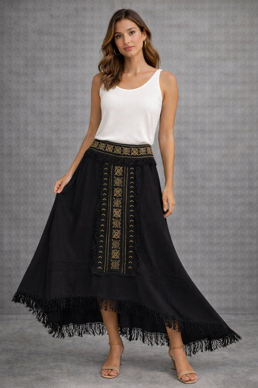 Asymmetrical length maxi skirt