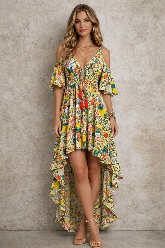 فستان بوهيمي بدون أكمام