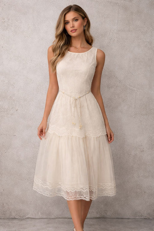 Sleeveless midi dress with embellishments