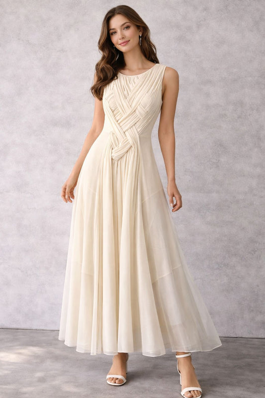 Sleeveless maxi dress with a braided bodice