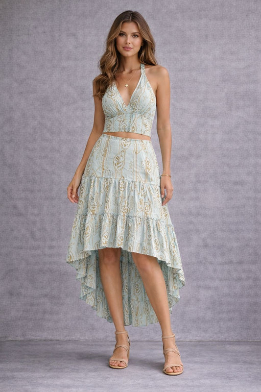 Skirt set with top sleeveless