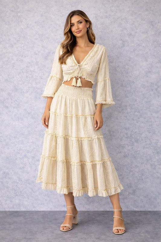 Midi skirt set with long-sleeve top