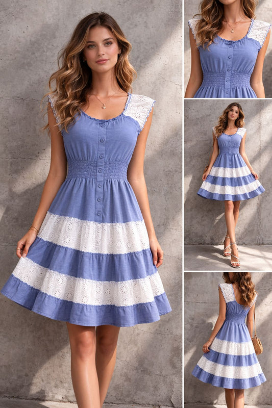 Short dress Sleeveless Cotton