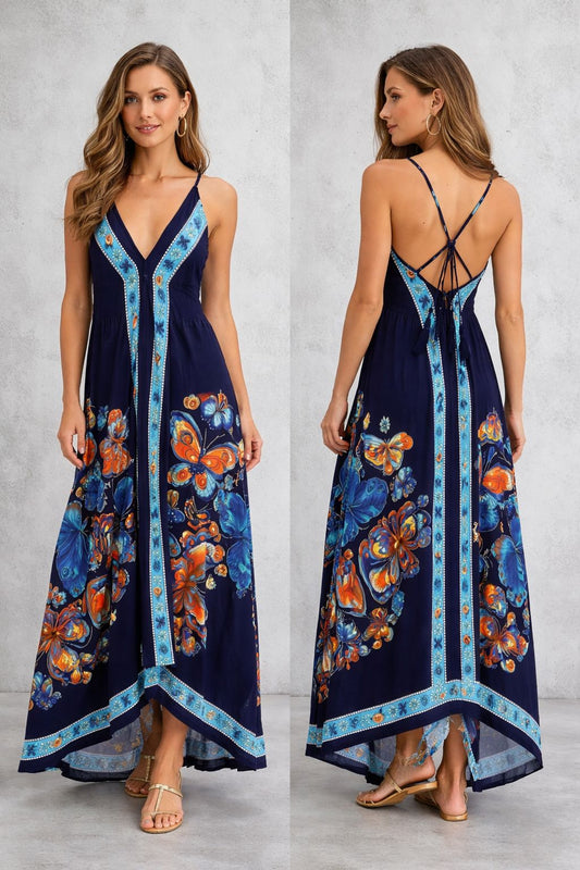 Dress Maxi Sleeveless Cotton Printed