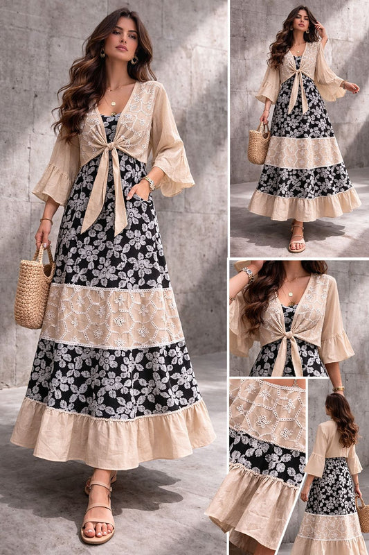 Dress Makeup Sleeveless with Short Jacket Short Sleeves Cotton